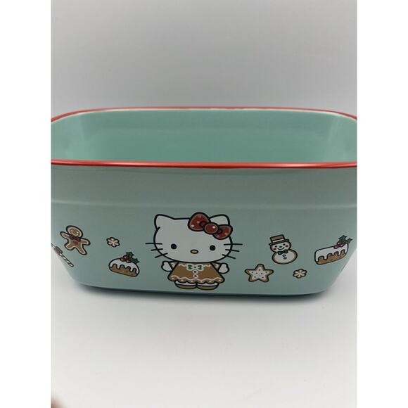 Sanrio Hello Kitty Christmas Tree Ceramic Loaf Pan Baking Dish Blue - Picture 2 of 6